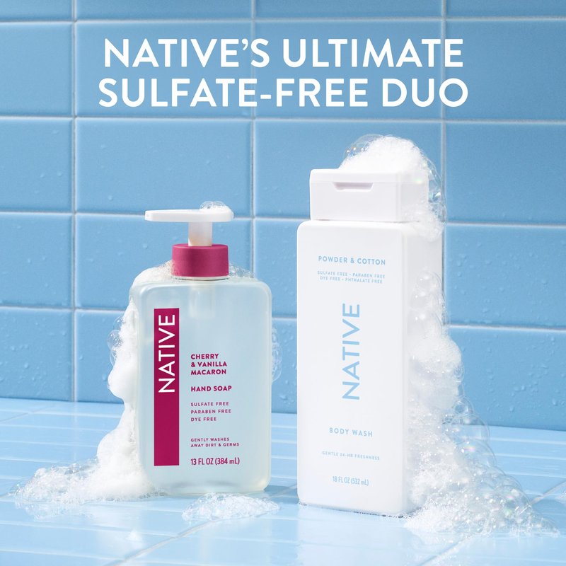 Native Body Wash Contains Naturally Derived Ingredients | For Women & Men, Sulfate, Paraben, & Dye Free Leaving Skin Soft and Hydrated |Powder & Cotton 18 oz