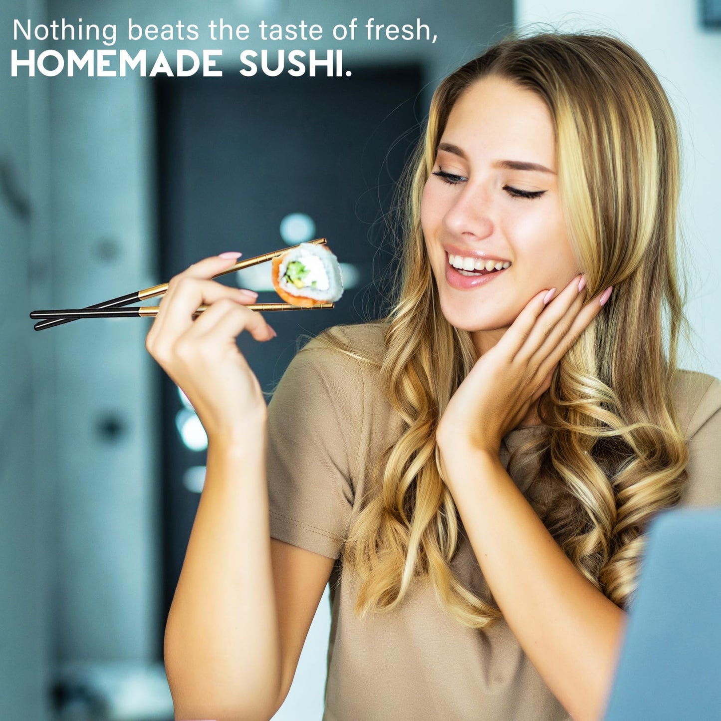 CraftZee Sushi Making Kit - Complete Sushi Maker Kit with Bazooka Roller, Rice Cooker, Onigiri, Nigiri & Musubi Mold, Rice Ball Mold, Bamboo Rolling Mat, Knife, Guide Book & More