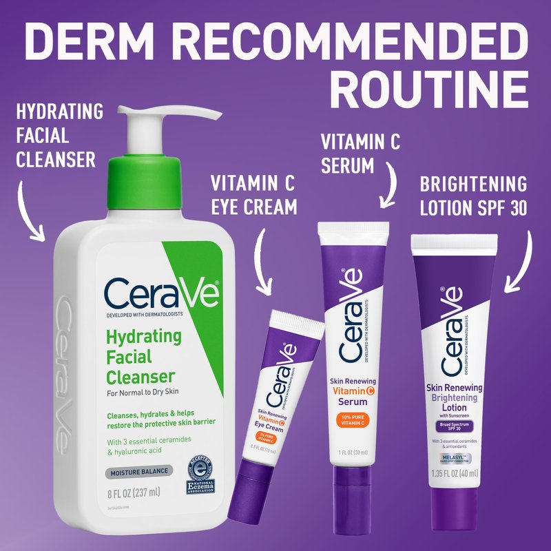 CeraVe Skin Renewing Brightening Lotion SPF 30, Anti Aging Facial Moisturizer Hydrates, Brightens and Evens Skin Tone, Contains Ceramides + Niacinamide + Antioxidants, Fragrance-Free, 1.35 fl oz