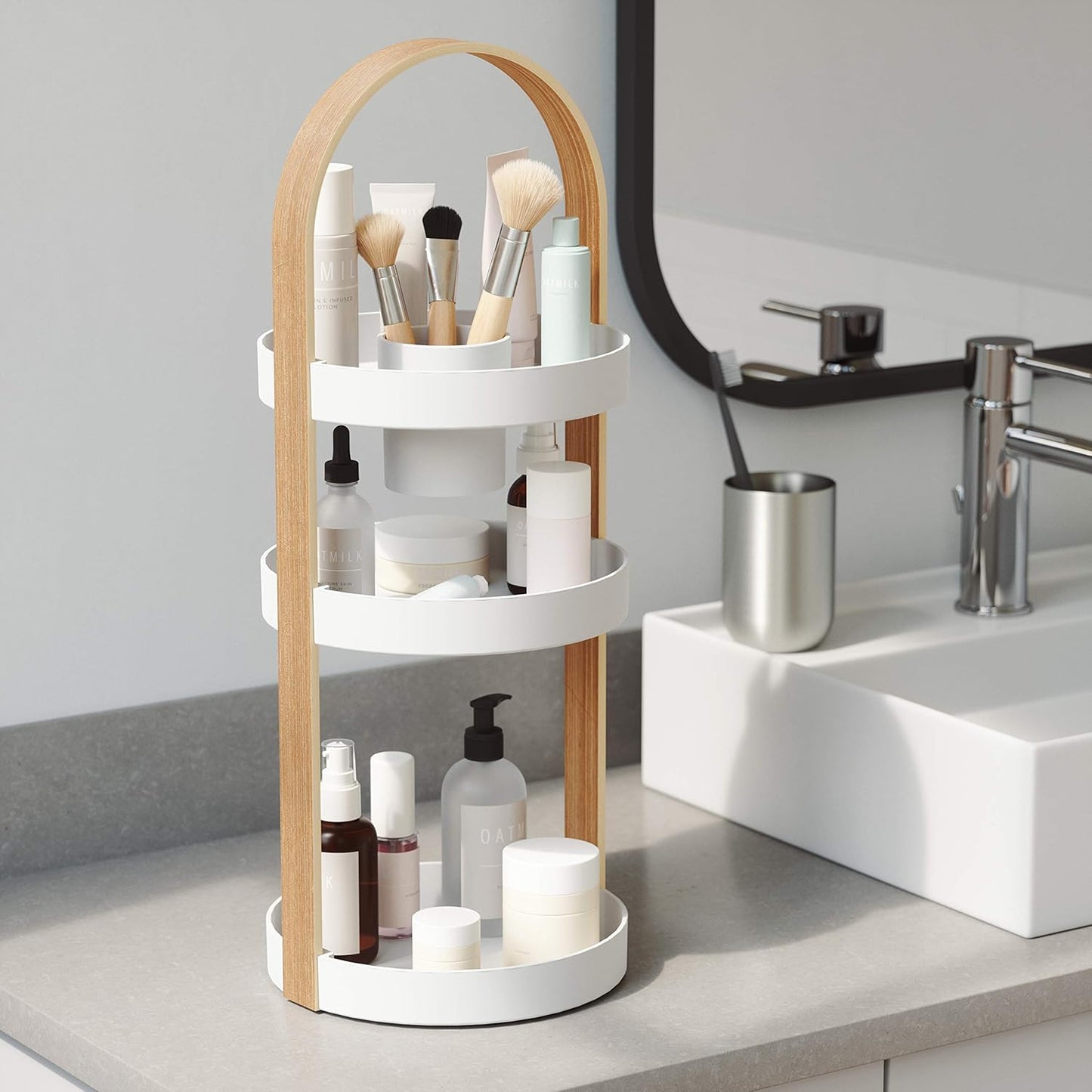 Umbra Bellwood Cosmetic Organizer, (50.2x19.5x19.3cm), White/Natural