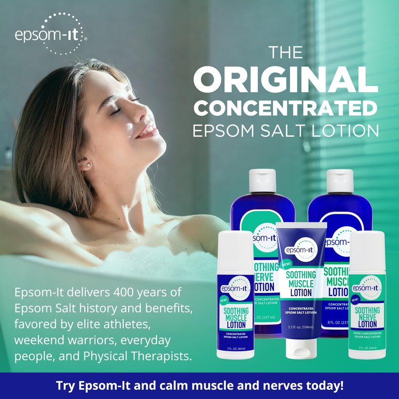 Epsom-It Soothing Muscle Lotion - Roll On Epsom Salt Lotion with Arnica for Muscle Stiffness, Leg, Knees and Feet Discomfort, Topical Magnesium Cream, 3oz