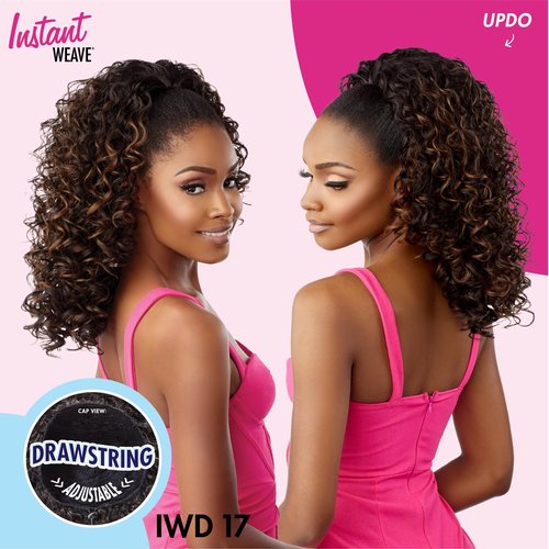 Sensationnel Instant Weave Half wig - IWD 17 synthetic half wig or updo cap with adjustable drawstring for seamless hair blending - IW Drawstring 17 (2 DARKBROWN)