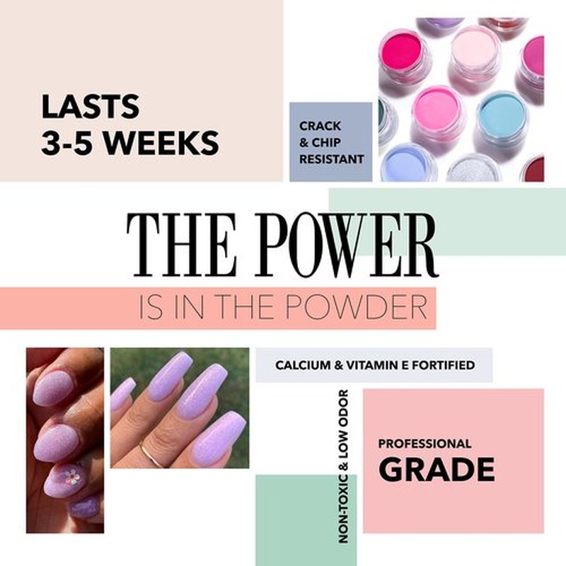 Revel Nail Dip Powder - Purple Glitter Dip Powder for Nails, Chip Resistant Dip Nail Powder with Vitamin E and Calcium, DIY Manicure, Enchanted