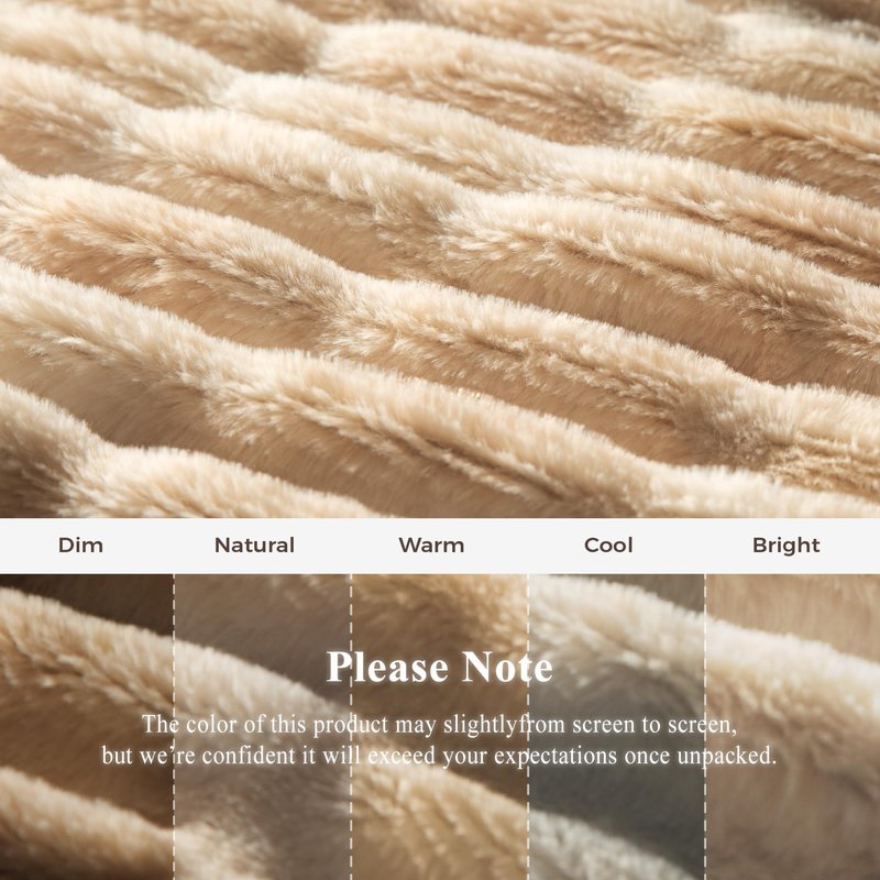 blunique Faux Rabbit Fur Throw Blanket, Ultra Soft Plush Cozy Blanket for Couch Bed, Thick Fluffy Ruched Tie-Dye Decorative Blanket, Giftable,50"x60",Tie-Dye Khaki