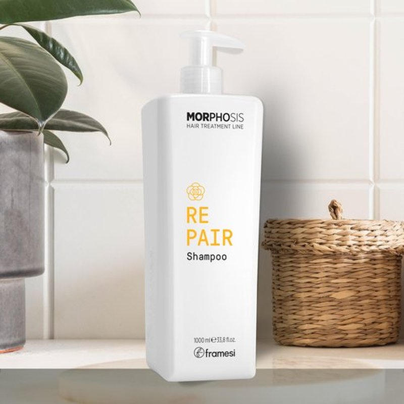 FRAMESI Morphosis Repair Shampoo 33.8 fl oz, Moisturizes and Strengthens Hair, Natural Ingredients, Color Safe