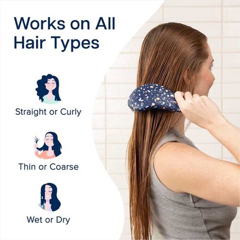 Crave Naturals Glide Thru Detangling Brush for Adults and Kids - Detangler Brush for Curly or Straight, Wet or Dry Hair - Gentle on Tangles Hairbrush and Comb - 7.5 x 3-Inch, Terrazzo
