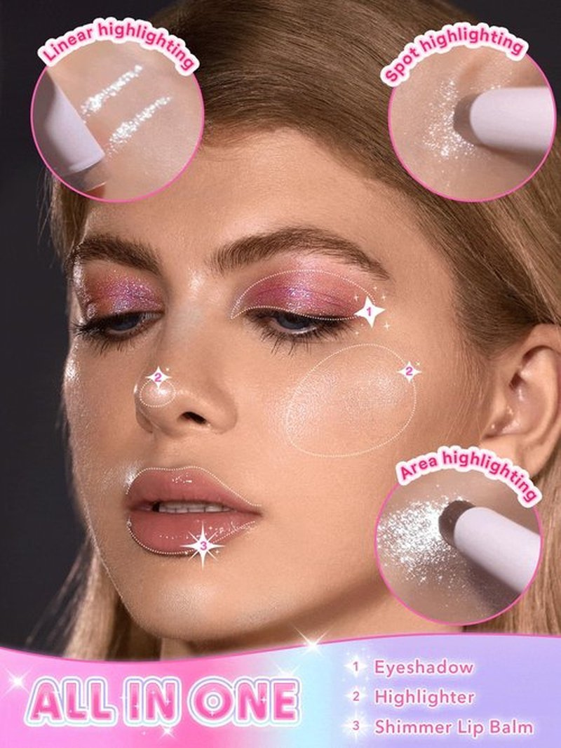 SHEGLAM Crystal Jelly Glaze Stick Eye Shadow Stick Eyeliner Brightener Pencil Crayon with Brush Easy to Blend Long Lasting Shimmer Eyeshadow Stick-Lilac Luster