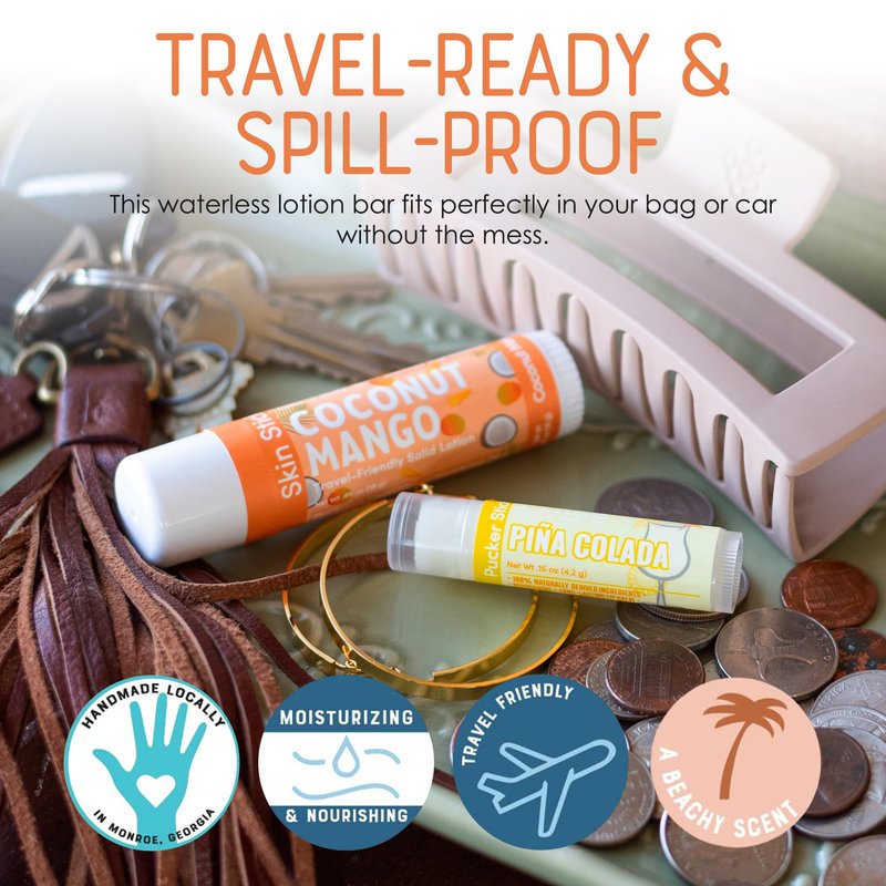 Rinse Bath & Body Coconut Mango Solid Lotion Stick - Natural Lotion Bar with Shea & Cocoa Butter, Deep Moisturizing Travel Skin Stick, Beeswax, Apricot & Avocado Oil, Handmade, 0.5 oz