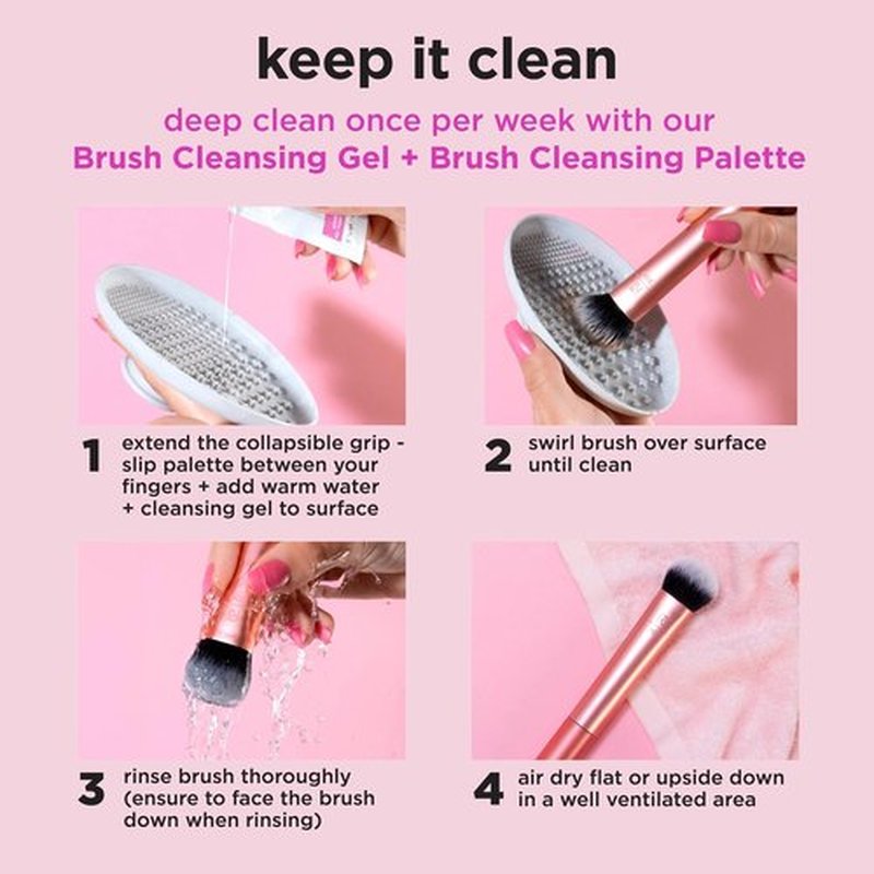 Real Techniques Glitter All The Way Brush + Sponge 3 Piece Holiday Gift Set, Makeup Sponges & Makeup Brush For Liquid & Cream Foundation, Contour, & Blush, Stocking Stuffer, Limited Edition