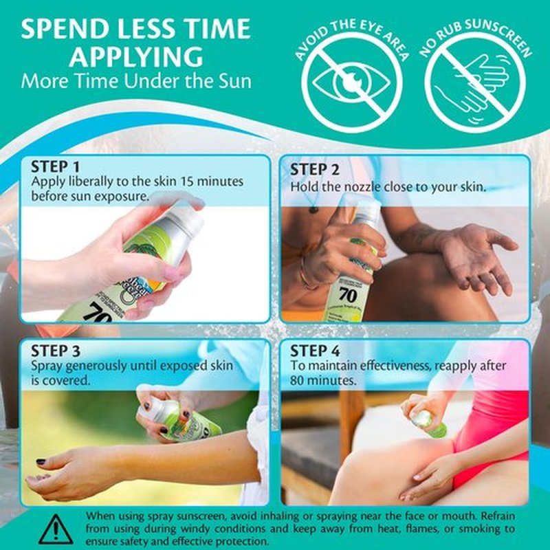 Continuous Tropical Mist Spray Sunscreen SPF 70, Reef Safe Sunscreen Spray, Up to 80 Minutes Water Resistant Sunscreen Face Spray, 5.5 Ounces