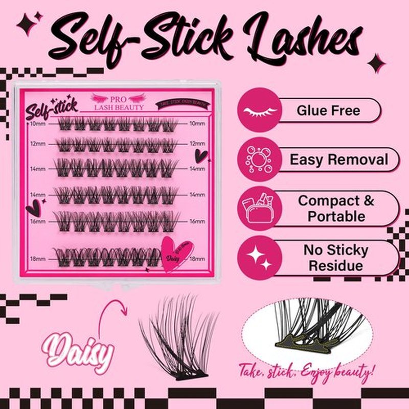 Self Adhesive Eyelashes 48pcs Lash Clusters+48pcs Bottom Lashes Reusable Self Adhesive Lower Lashes No Glue Natural Look Eyelash Clusters Easy For Use(Daisy,D-10-18mix)