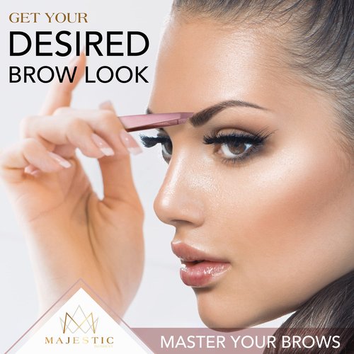 Majestic Bombay Fine Point + Slant Tweezers for Women and Men – Splinter Ticks, Facial, Brow and Ingrown Hair Removal–Sharp, Needle Nose, Surgical Tweezers Precision best tweezers for chin hair