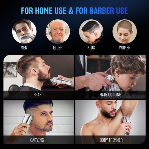 Hair Clippers for Men, Cordless Barber Hair Grooming Kit, Professional Hair Trimmer, Beard Trimmer,Rechargeable Home Haircut for Men Women Kids Children LED Display USB Rechargeable Gold&Silver