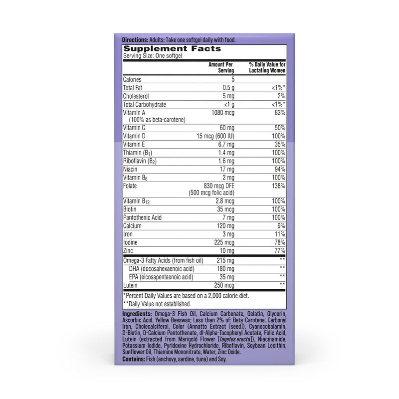 One A Day Postnatal Vitamins for Women, Postnatal Multivitamin with Folic Acid, Omega-3 DHA, B Vitamins, Support Immune Health, Breastfeeding, Post Partum Essential Nutrients for Women, 60 Ct