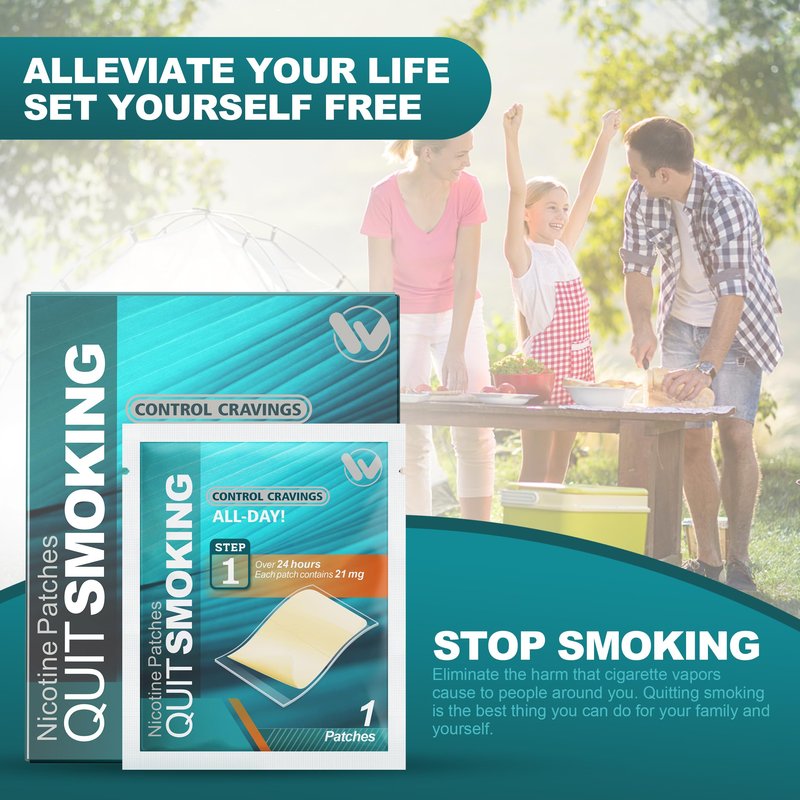 Nicotine Patches Step 1 Effective Helps Quit Smoking, 21 mg, 30 Patches Smoking Aid to Help Quit Smoking, Each Patch Provides a 24-Hour Nicotine Transdermal System