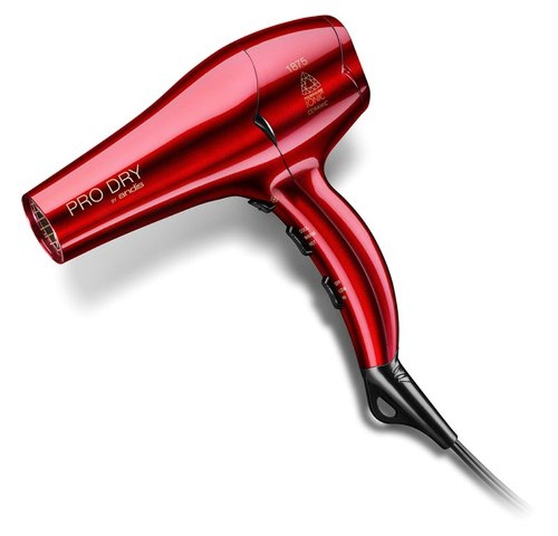 Andis 30245 1875W Tourmaline Ceramic Ionic Pro Dry Professional Hair Dryer with 3 Heat Settings/2 Speed Settings- Red
