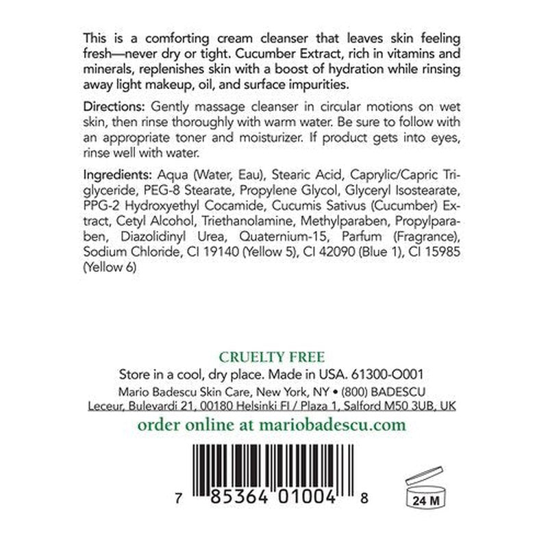 Mario Badescu Cucumber Cream Soap - Gentle, Creamy Facial Cleanser Infused with Vitamins and Minerals - Removes Light Makeup, Oil and Impurities - Face Wash Ideal for Combination or Dry Skin, 16 Fl Oz