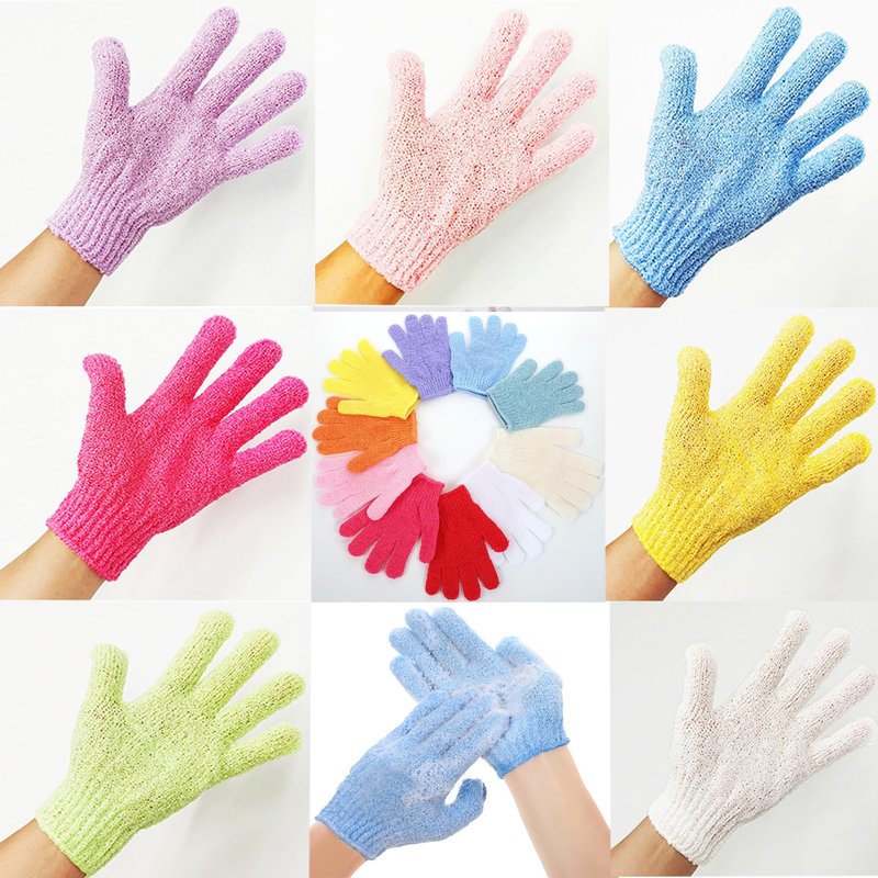Shower Gloves,Double Sided Exfoliating Bath Gloves,Shower Body Scrub Gloves for Women & Men Deep Clean Skin Spa Massage Beauty Skin Shower Scrubber Bathing Accessories,#P207 (2pairs Color 06)