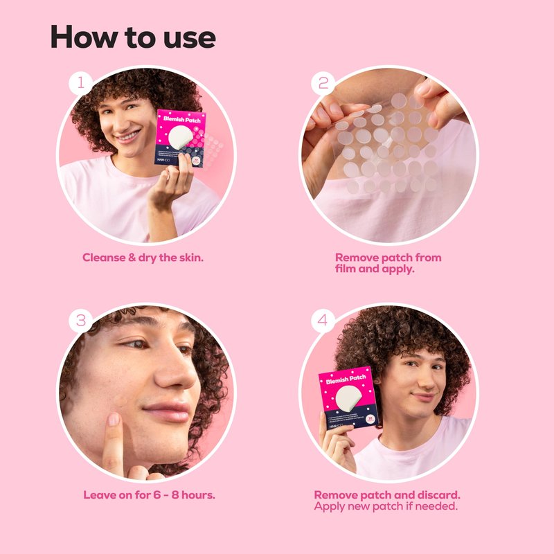 Hanhoo Blemish Patch, 4 Pack, Hydrocolloid Pimple Patches, Shrinks Pimples, Protects from Finger-picking and Dirt, Absorbs Fluid, Acne Spot Patches, Invisible Pimple Patches, Korean Skincare