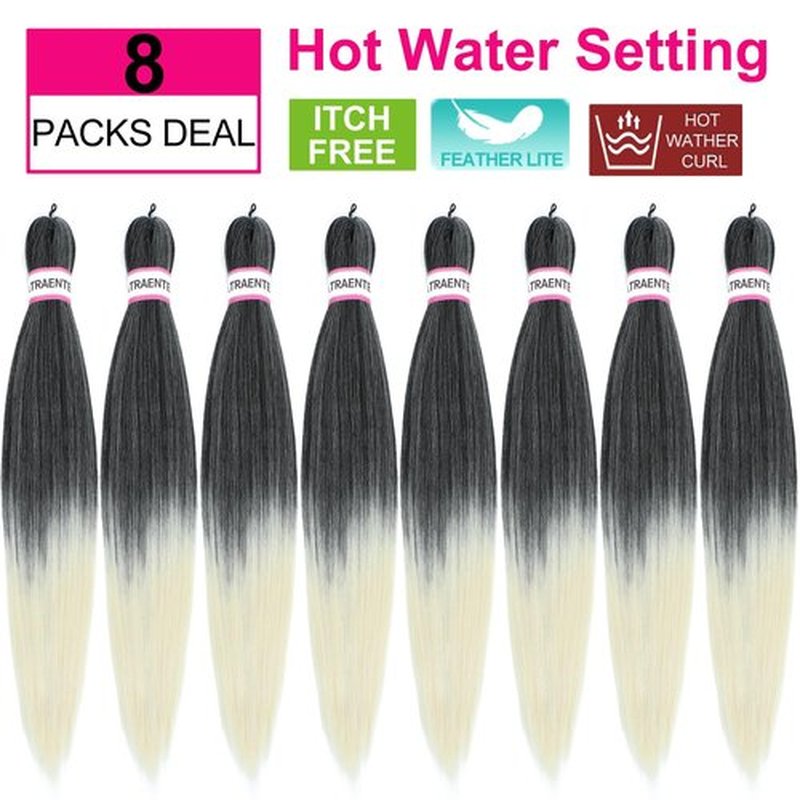 ATRAENTE Braiding Hair Pre Stretched,18 Inch 8 Packs Ombre Braiding Hair for Boho Box Braids Yaki Texture Hot Water Setting Soft And Light(18"T613#)