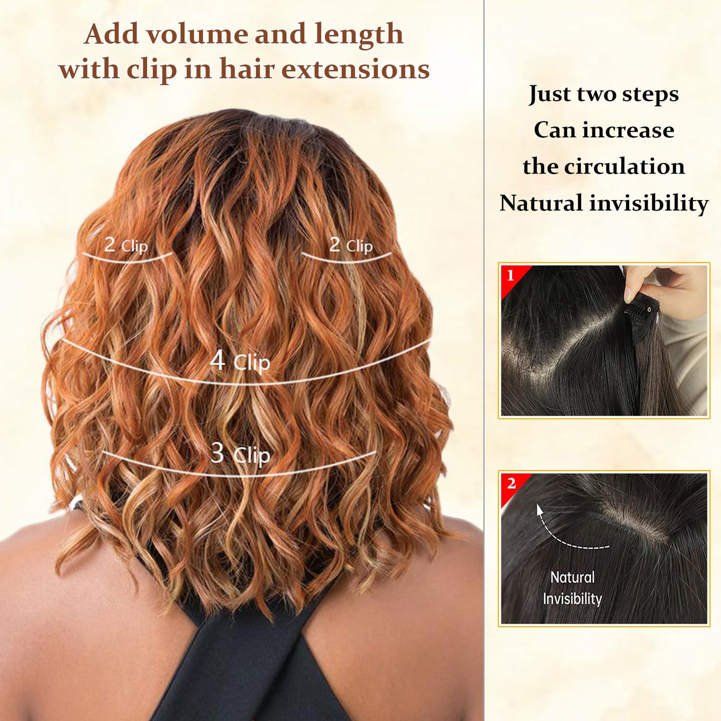 Doremi Clip in Hair Extensions for Women 4PCS Hair Extensions Clip Ins Soft and Natural Hair Pieces for Women Thick Long Wavy