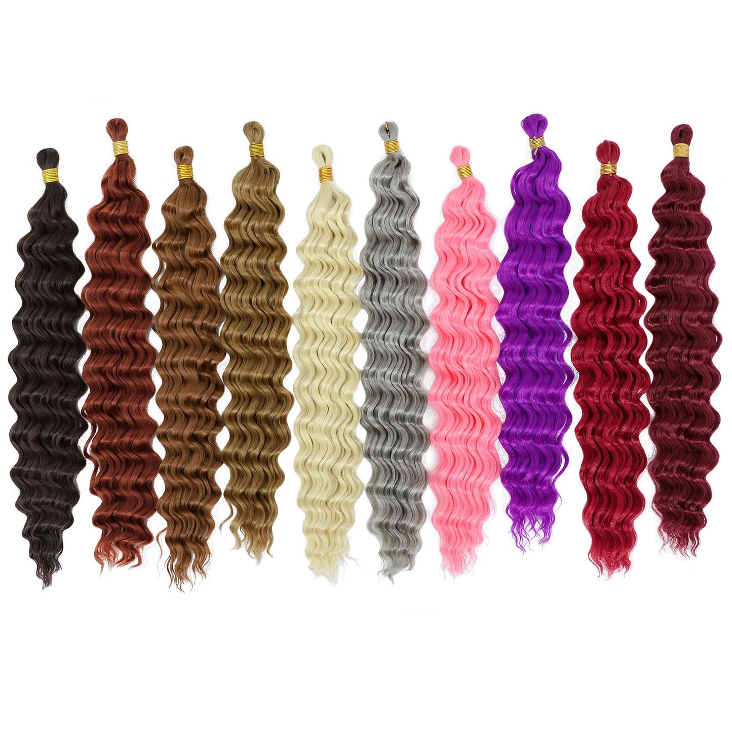 Eerya Long Curly Braiding Hair 18 Inch 2 Packs Pink Ocean Wave Crochet Hair for Black Women Deep Wave Braiding Hair for Boho Braids (18 inch, Pink)