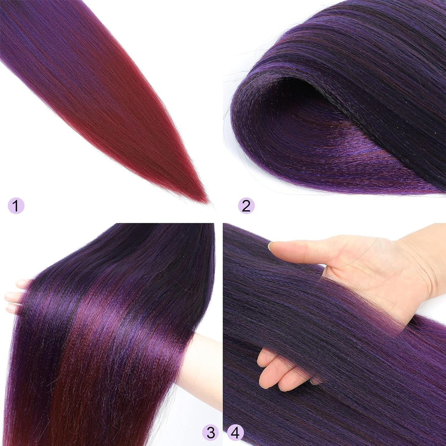 Ombre Pre Stretched Braiding Hair, 28''-3 packs Silky Color Blend Braid Hair Extensions, 100% Synthetic Crochet Hair Braids