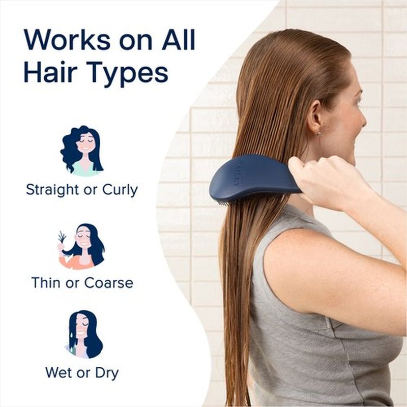 Crave Naturals Glide Thru Detangling Brush - Detangler Brush for Natural, Curly, Straight, Wet and Dry Hair for Adults and Kids - Hair Brush for Little Girls, Toddlers, Teens - 7.5 x 3 inches, Blue