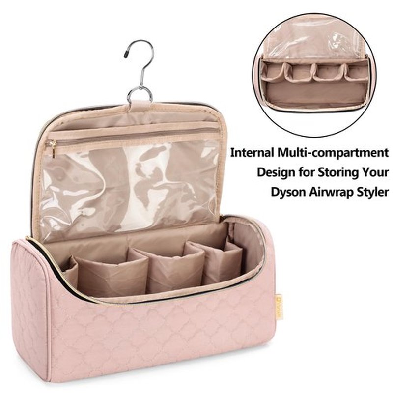 Yarwo Travel Case Compatible for Dyson Airwrap Complete Styler All Models and Attachments, Portable Storage Bag with Hanging Hook for Hair Curler Accessories, Pale Mauve (Patent Design)