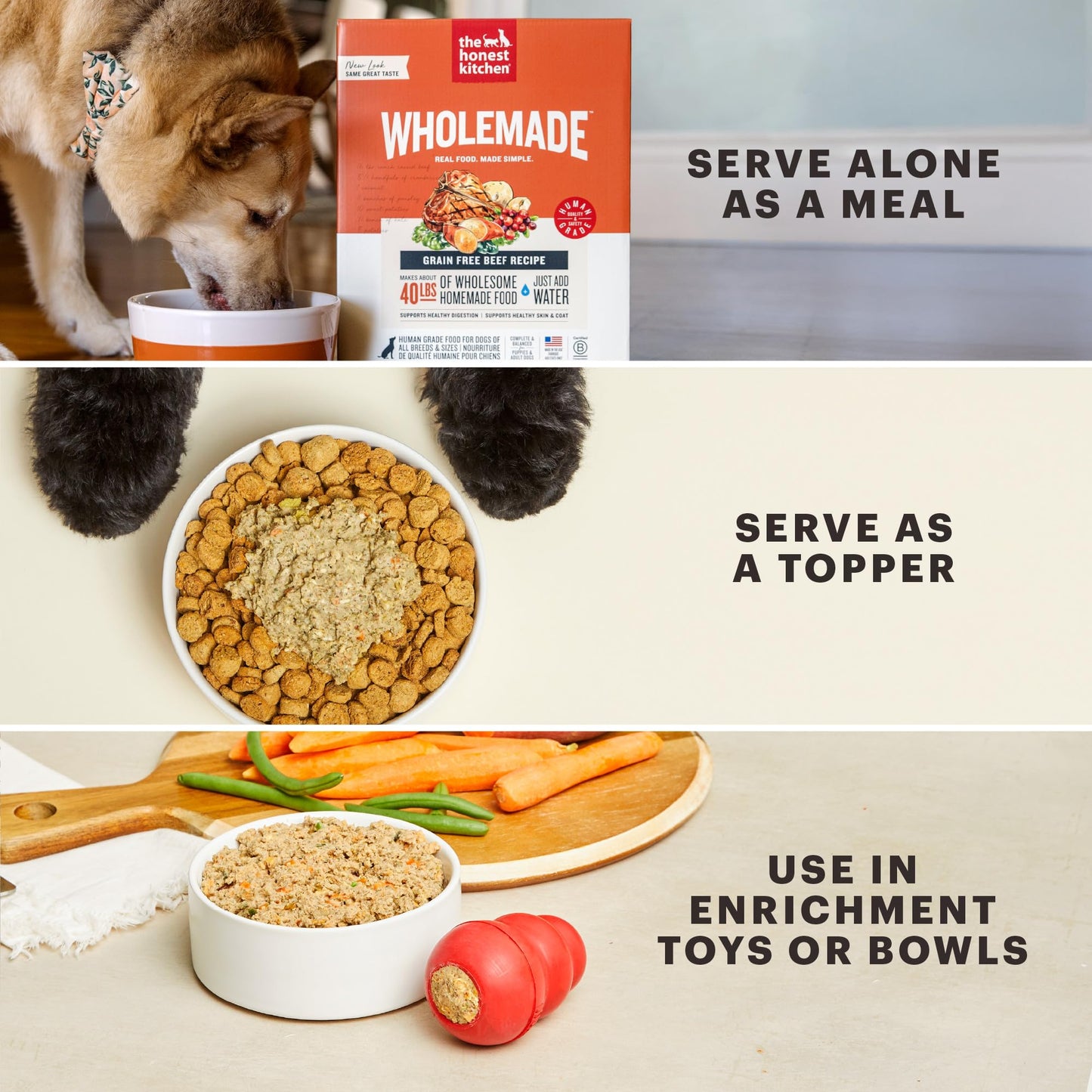 The Honest Kitchen Wholemade Whole Grain Chicken Recipe, Human Grade Dehydrated Dog Food, Just Add Water, Supports Digestion, Skin & Coat, Topper for Dry or Wet Dog Food, 10 lb Box Makes 40 lbs