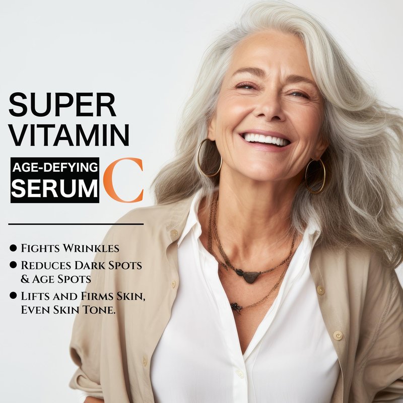 Super Vitamin C Serum for Women over 70, Wrinkle Cream for Face, Anti Aging Cream, Hydrates, Softens, Lifts and Firms Super Vitamin C Serum (30ml, Orange)
