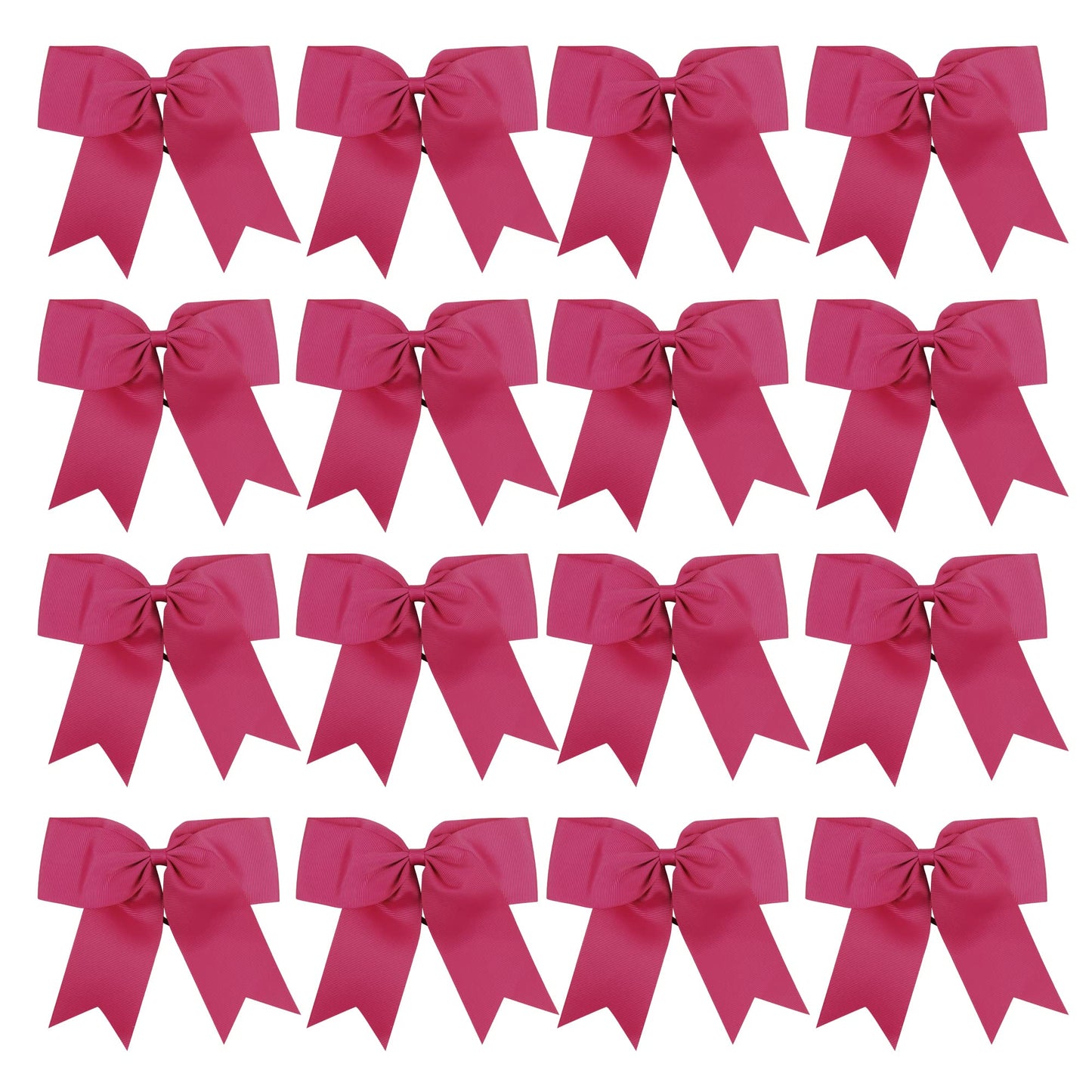 Cheer Bows 6 Inch Ponytail Holder Hair Tie 16 Pcs Hair Bow Cheerleader Bows Hair Tie (Shocking Hot Pink)