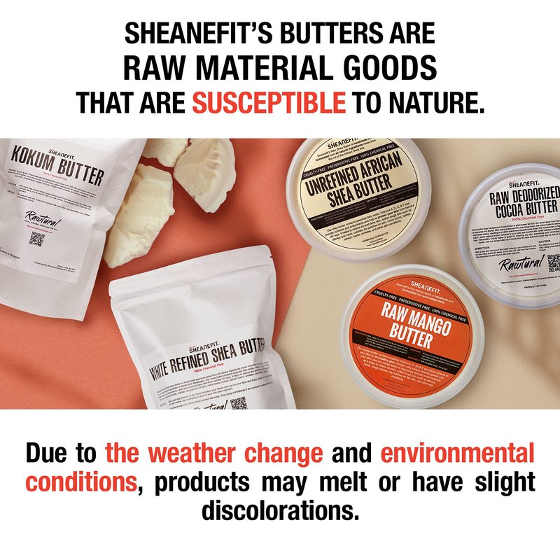 Sheanefit Raw Unrefined African Shea Butter in Containers Great Moisturizer, Hair Mask, Soften Tough Skin