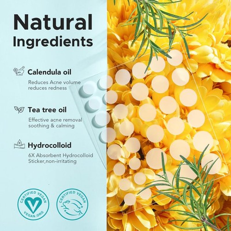 Acne Patch Pimple Patch, 4 Sizes 280 Patches Acne Absorbing Cover Patch, Hydrocolloid Invisible Acne Patches For Face Zit Patch Acne Dots Tea Tree, Calendula Oil - 2 Pack