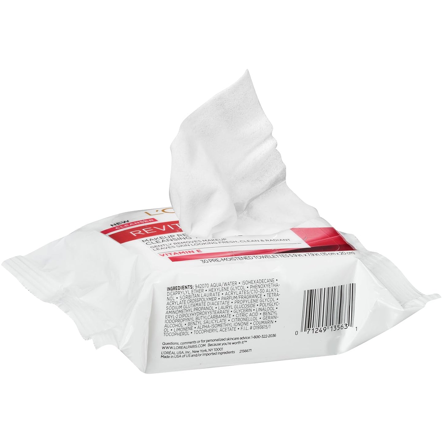 Revitalift Makeup Removing Wipes with Vitamin E - 30 Count Cleansing Towelettes (Pack of 3) by L'Oreal Paris