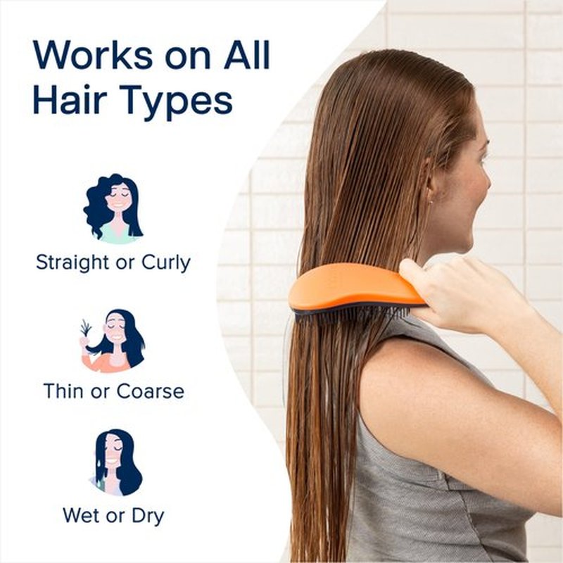 Crave Naturals Glide Thru Detangling Brush for Adults and Kids Hair - Detangler Brush for Natural, Curly, Straight, Wet, Dry Hair - Crave Naturals Detangling Brush Hair Brush Bundle, Coral/Turquoise