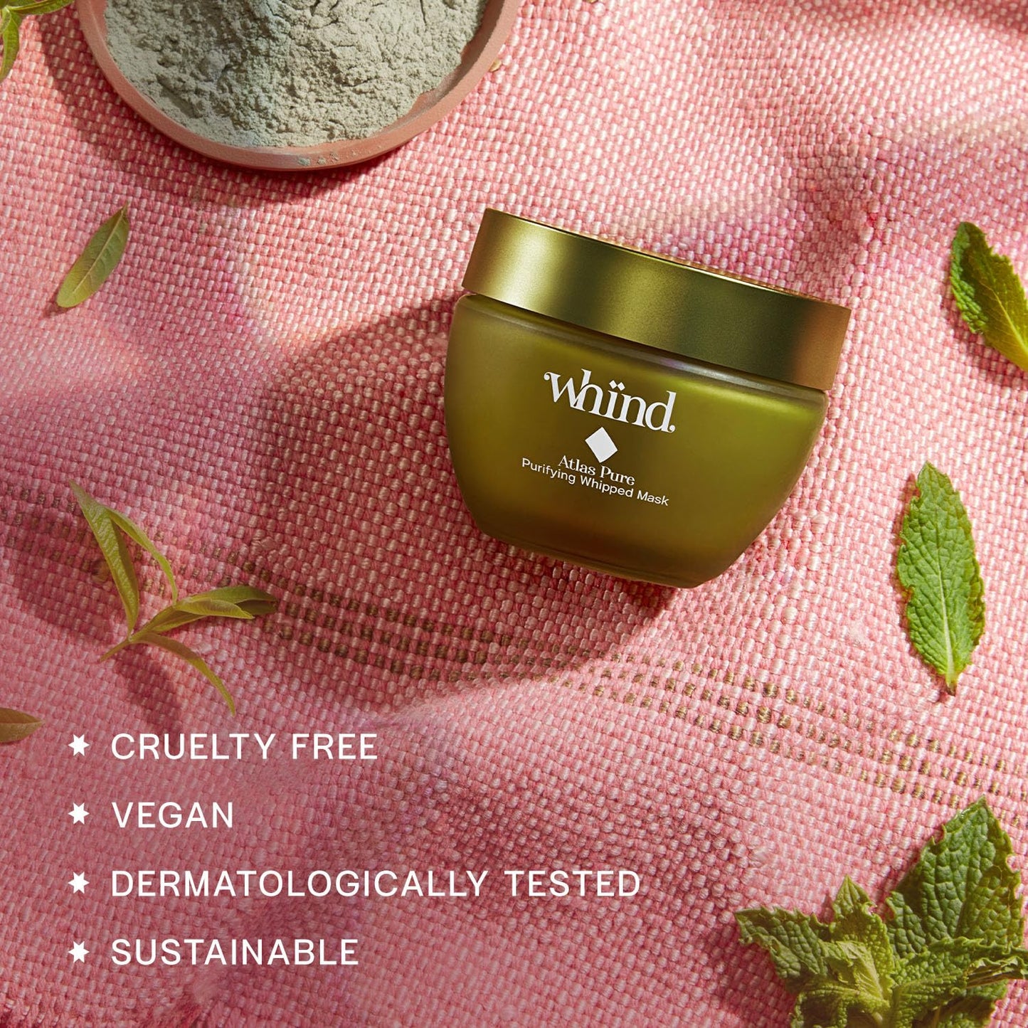 Whind Face Mask – Atlas Pure Purifying Clay Mask – Salicylic Acid & Green Clay Facial Mask Skin Care – Purifies and Hydrates – 50ml