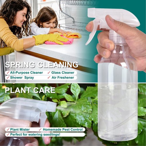 ALLWIN Plastic Spray Bottles - 2 Pack 16 OZ Empty Spray Bottle,Heavy Duty Spraying Bottles Mist/Stream Water Bottle for Cleaning, Plants, Pet, Hair, Cooking