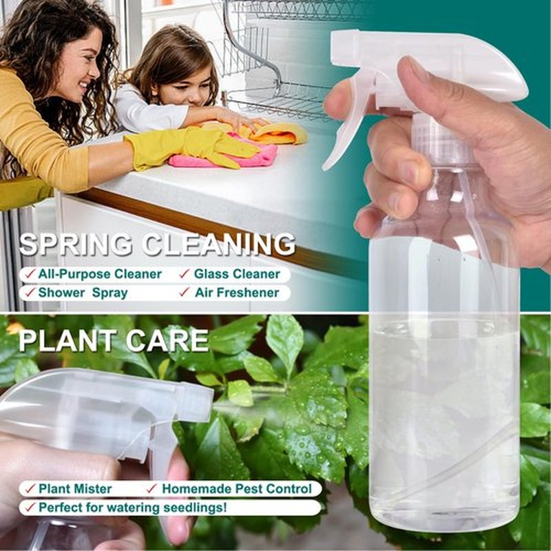 ALLWIN Plastic Spray Bottles - 2 Pack 16 OZ Empty Spray Bottle,Heavy Duty Spraying Bottles Mist/Stream Water Bottle for Cleaning, Plants, Pet, Hair, Cooking