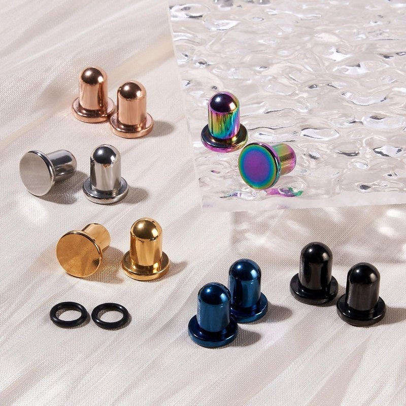 Longbeauty 18PCS 14G-00G Ear Stretching Kit Single Flat Top Gauges Plugs Surgical Steel Ear Expander Body Piercing Jewelry