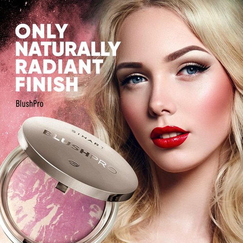 SINART Baked PRO Blush. Brighten Lighting Highly Glow Marbleized Blush. Lightweight Shimmery Satin Face Makeup. Cruelty-Free Powder Blush. Shape, Contour & Highlight Face - B1