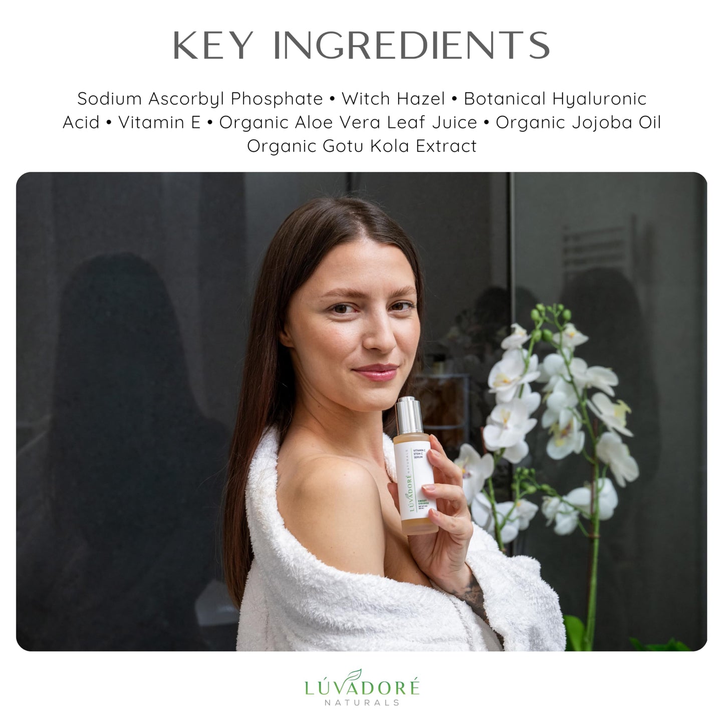 Luvadore Naturals Vitamin C Serum for Face & Neck 2oz - 20% Vit C Serum Face, Reduces Dark Spots, Firms Skin with Orange Stem Cells, Plant Based Vitamin C, Anti-Aging, Natural Clean Beauty