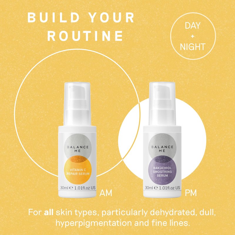 Balance Me Vitamin C Repair Serum, Brightening Face Serum with Hyaluronic Acid, Anti-Aging Vitamin C Serum for Dark Spots, Uneven Tone & Dull Skin, Hydrating & Natural Skincare, (1 x 1.01 fl oz)