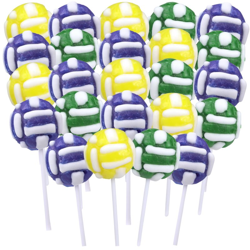 Volleyball Lollipops, 2D Suckers, Individually Wrapped Candy for End of Year Team Gifts Party Favors, Assorted Fruit Flavors, 24 Count