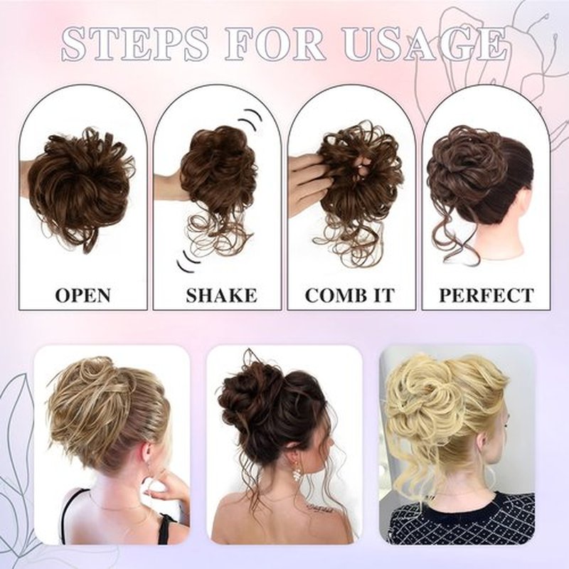 HSLHDI Messy Hair Bun Hair Piece for Women Short Bun Tousled Synthetic Elastic Scrunchies Hairpiece for Women Girls (1-5pcs, 18H613#)…