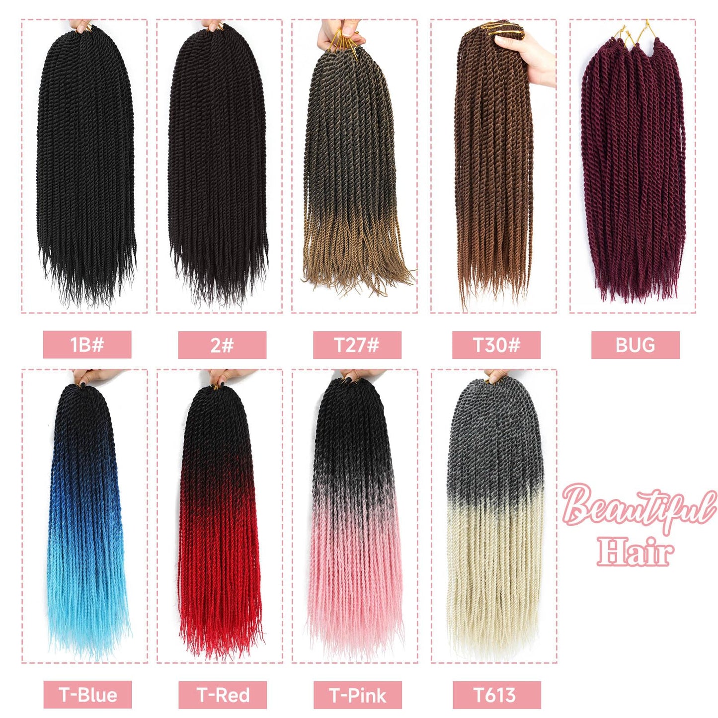 BEFUNNY Ombre Blonde Senegalese Twist Crochet Hair-5 Packs 18 Inch Senegalese Twist Crochet Braids For Women Human Hair,Pre Looped Crochet Braids, Colorful Twist Crochet Hair Extension(18in,T4/613#)