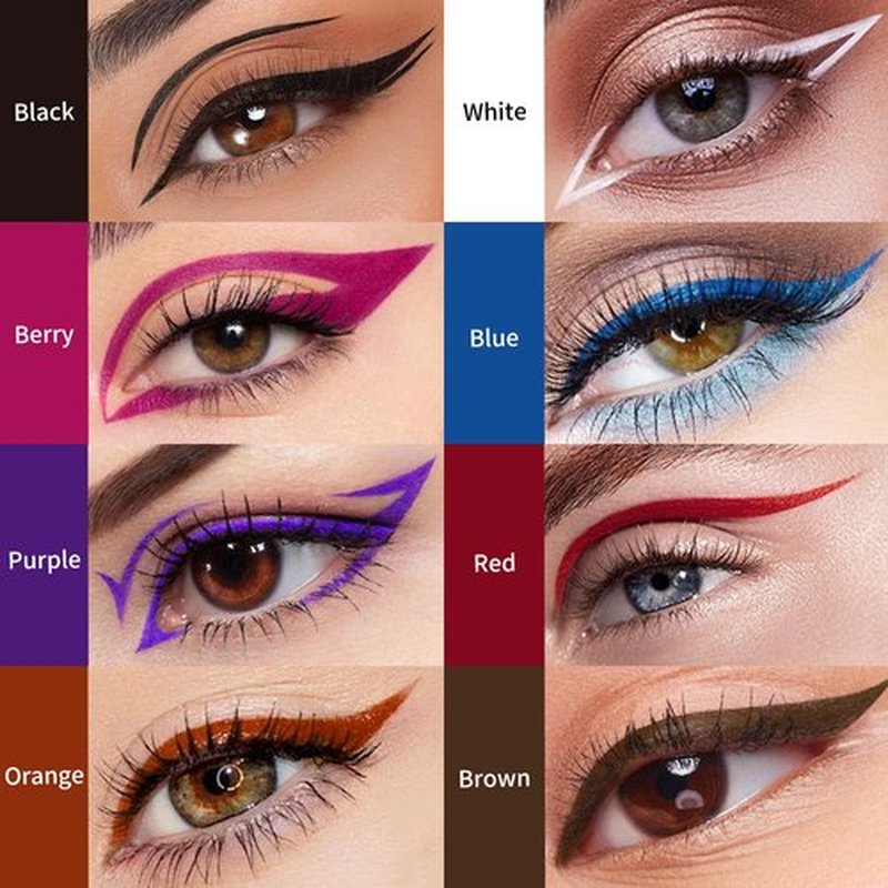 KYDA 6 Colors Liquid Eyeliner Kit, Matte Liquid Eyeliner Set, Lasting Tinted Eyeliner with Fine Brush Tip, Waterproof Smudge-Proof, Colorful Eyeliner Makeup Gift, 6 Pcs, Set A