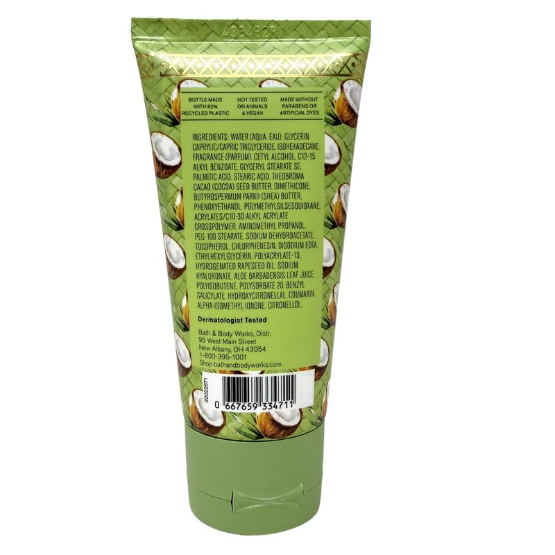 Bath & Body Works Waikiki Beach Coconut Ultimate Hydration Body Cream 2 Pack with a Natural Oats Sample Soap - Travel Size