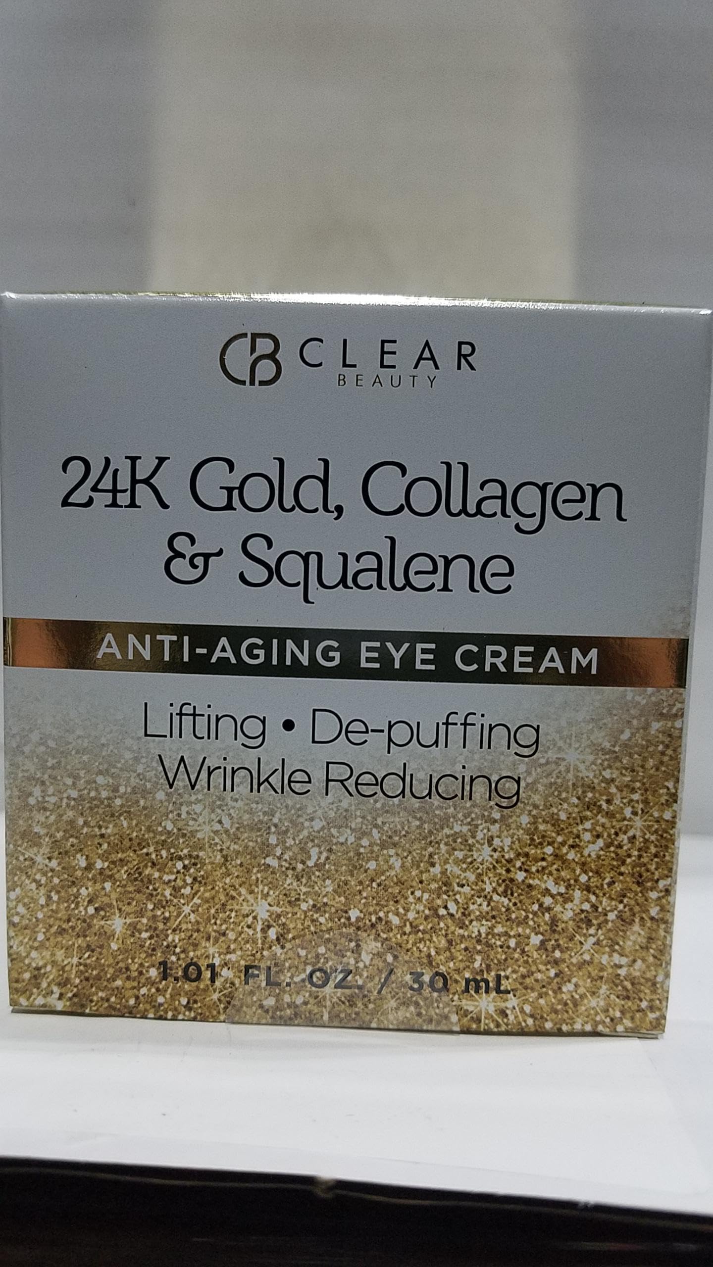 Clear Beauty 24k Gold & Collagen Under Eye Cream - Hydrating, Firming & Anti-Aging - Dermatologist Tested, Clean Beauty & Cruelty-Free Korean Skin Care for All Skin Types - 1 Fl. Oz