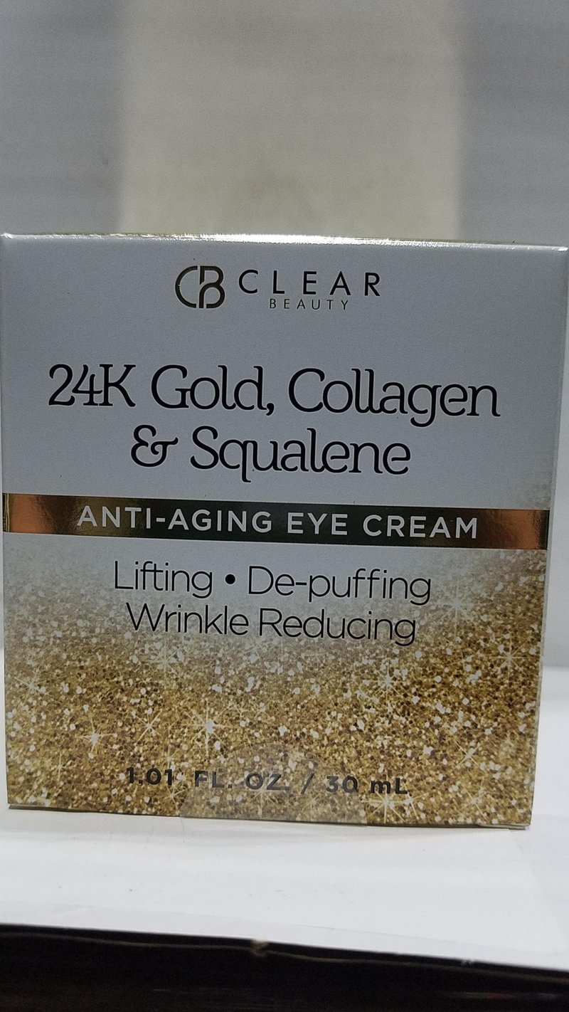 Clear Beauty 24k Gold & Collagen Under Eye Cream - Hydrating, Firming & Anti-Aging - Dermatologist Tested, Clean Beauty & Cruelty-Free Korean Skin Care for All Skin Types - 1 Fl. Oz